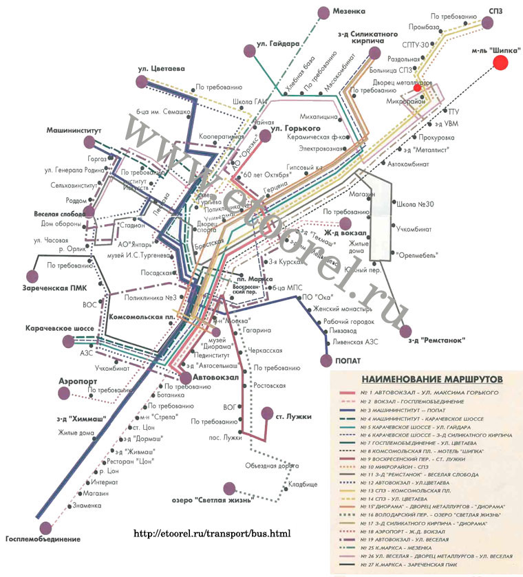 Маршрут 19 орел схема
